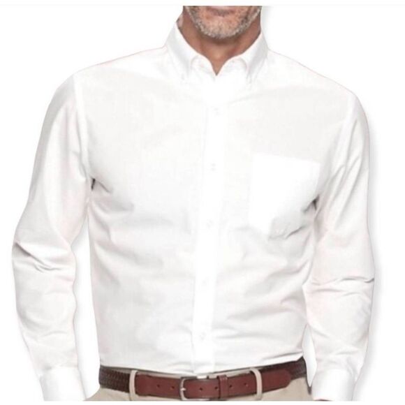 🩵NWT Croft & Barrow White Easy Care Slim Fit Buttoned Shirt Neck 16.5 - Picture 2 of 8